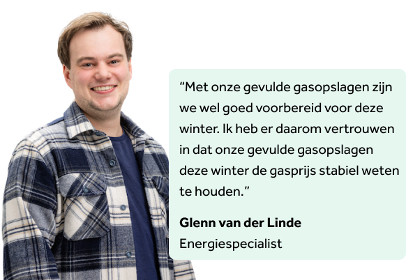 quote van Glenn van der Linde, energiespecialist, over de verwachting van de energieprijzen in de toekomst
